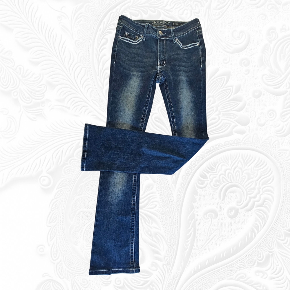 J For Justify Boot Cut Embroidered  Jeans Petite